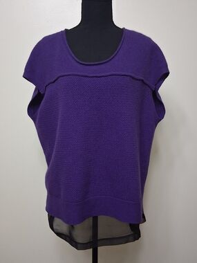 Robert Rodriguez Short Sleeves Purple Wool/Angora Top Sheer Layer Sweater Large